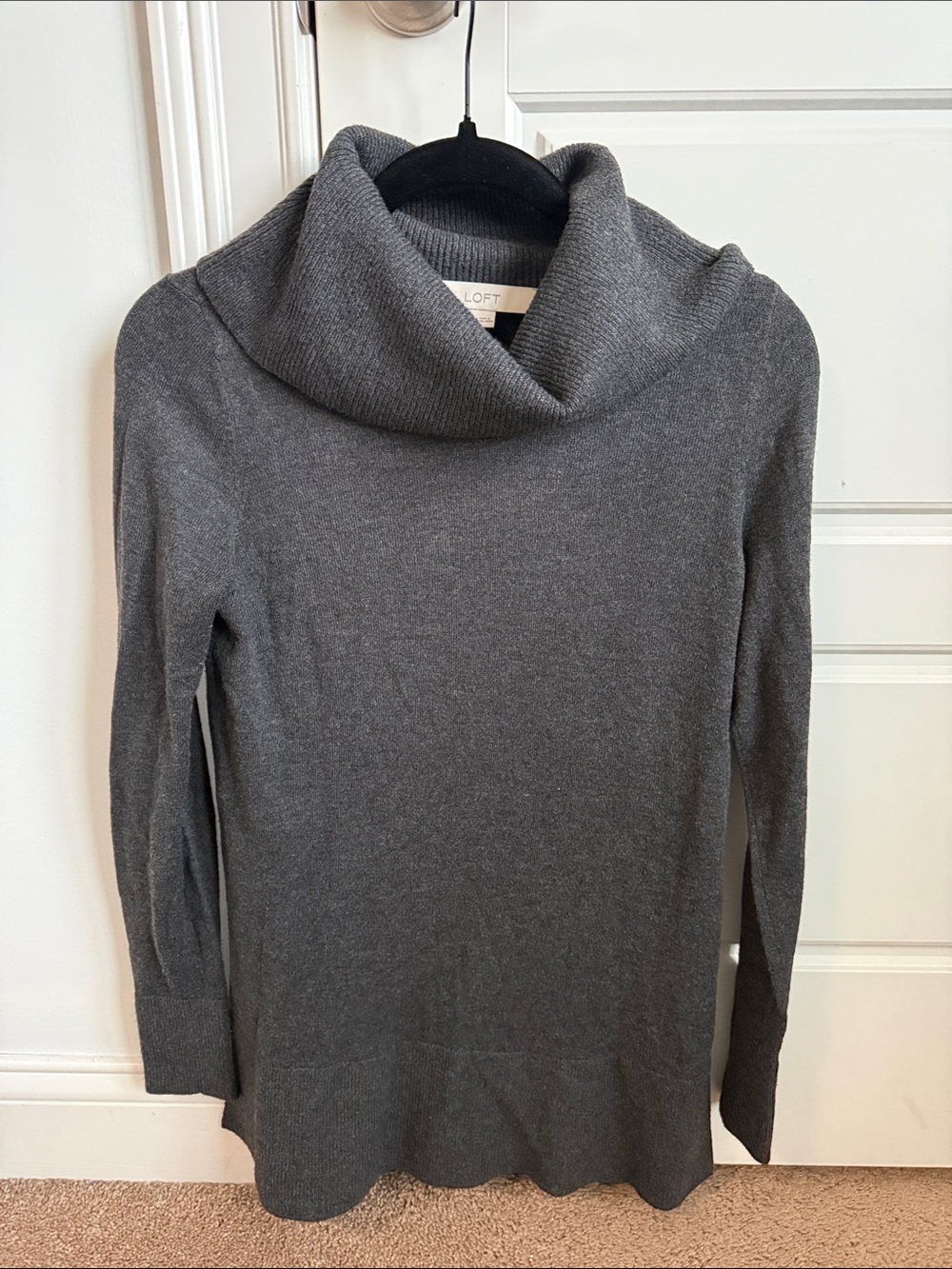 LOFT Gray Cowl Neck Tunic Sweater